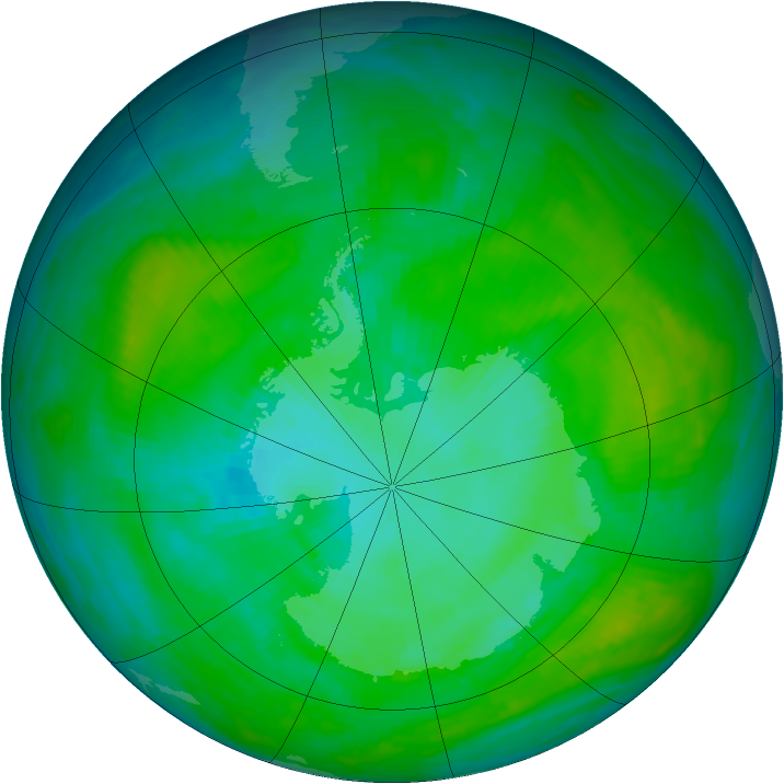 Antarctic ozone map for 07 January 1985